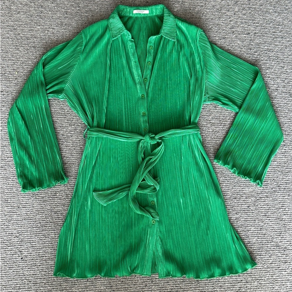 Peppermayo Green Long Sleeve Dress Tie Waist